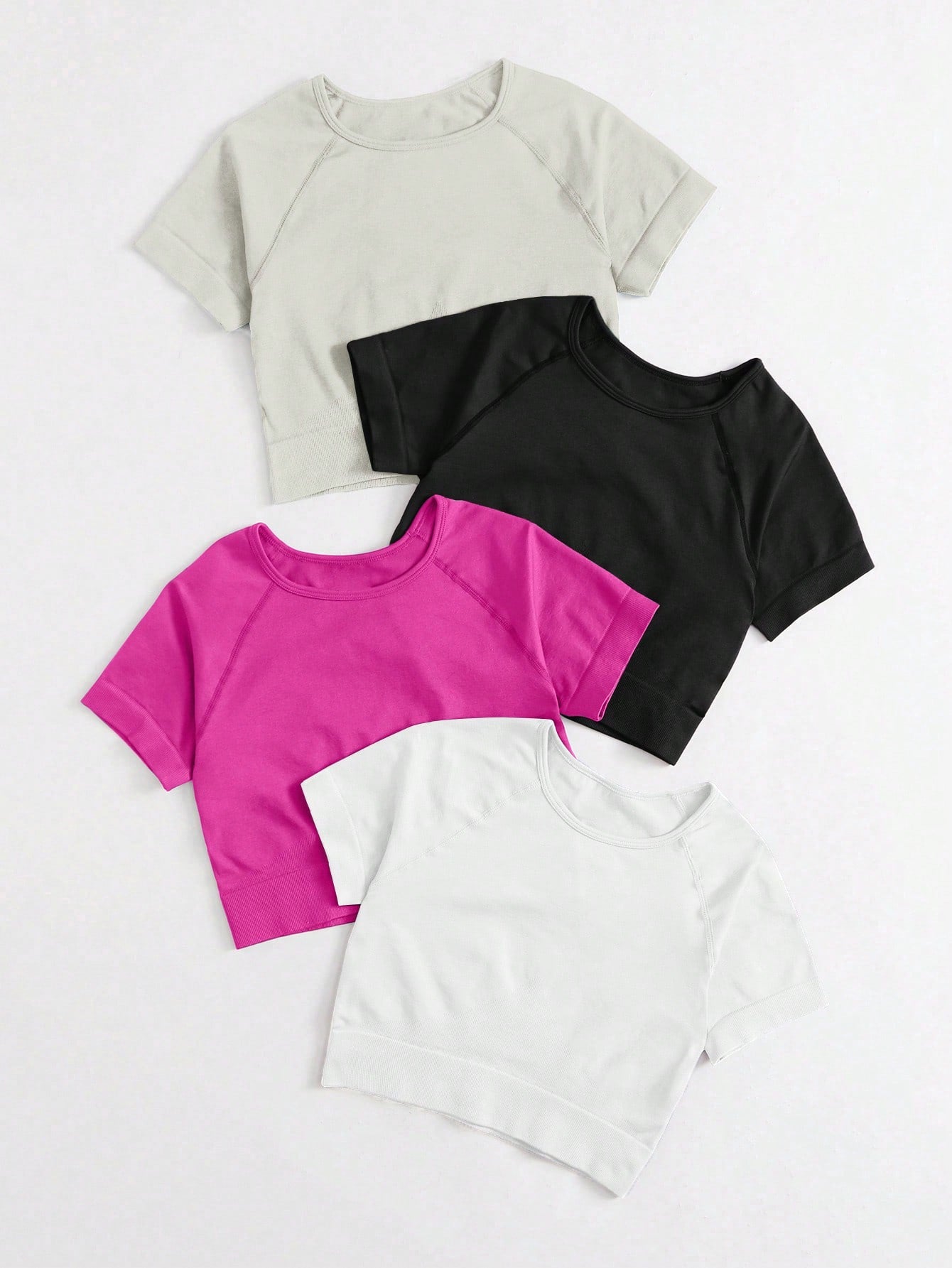 SHEIN Yoga Basic 4 piezas Camiseta deportiva unicolor de manga raglán
