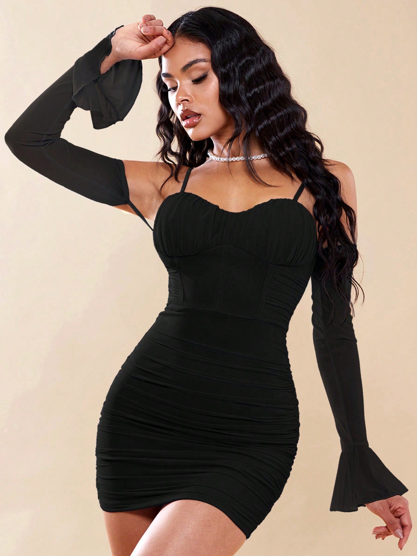 SHEIN BAE Vestido ajustado bustier fruncido