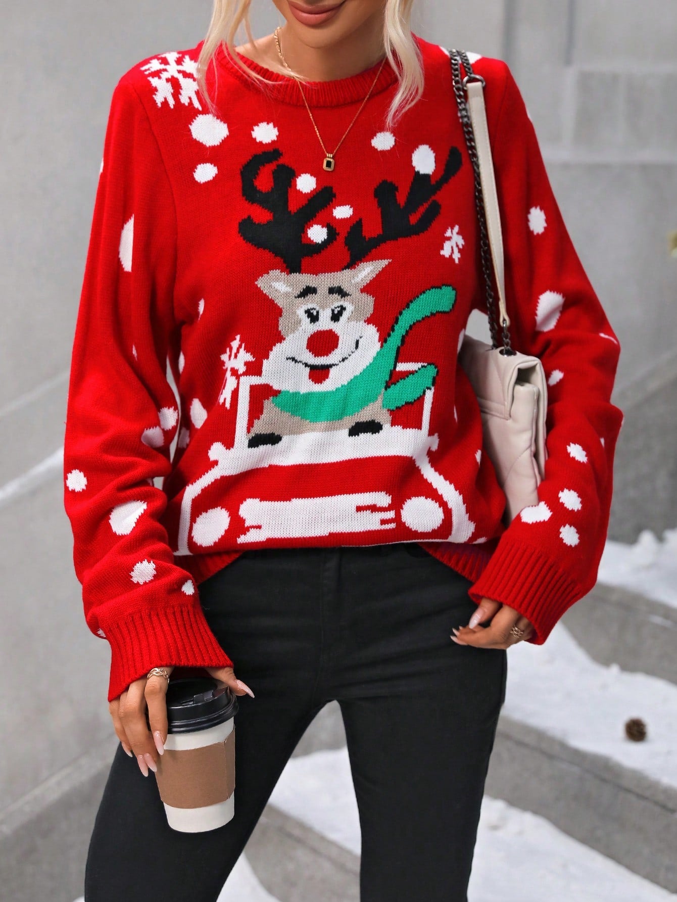 SHEIN Frenchy Jersey con patrón de Navidad