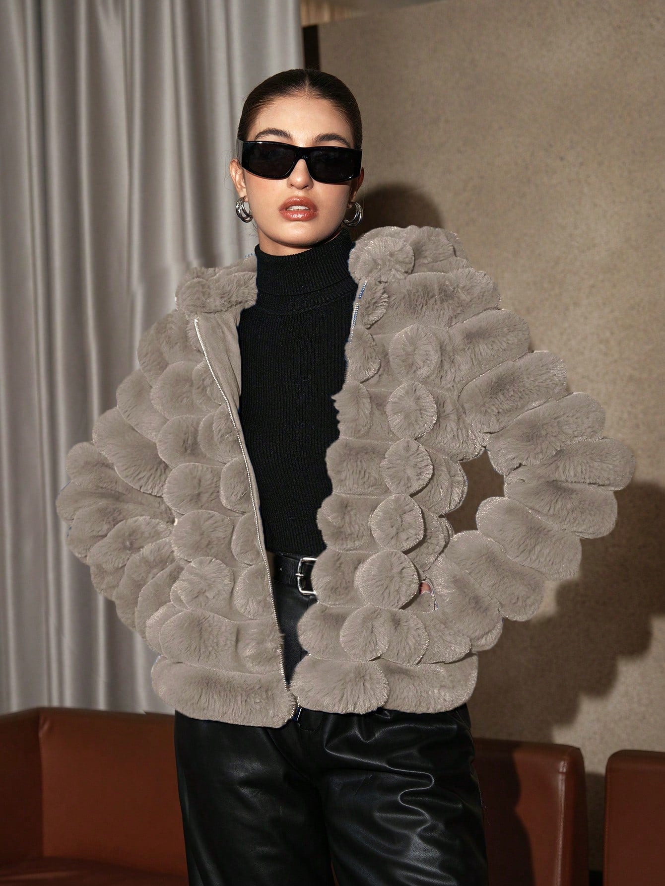 Anewsta Chaqueta De Felpa Con Cremallera Para Mujer