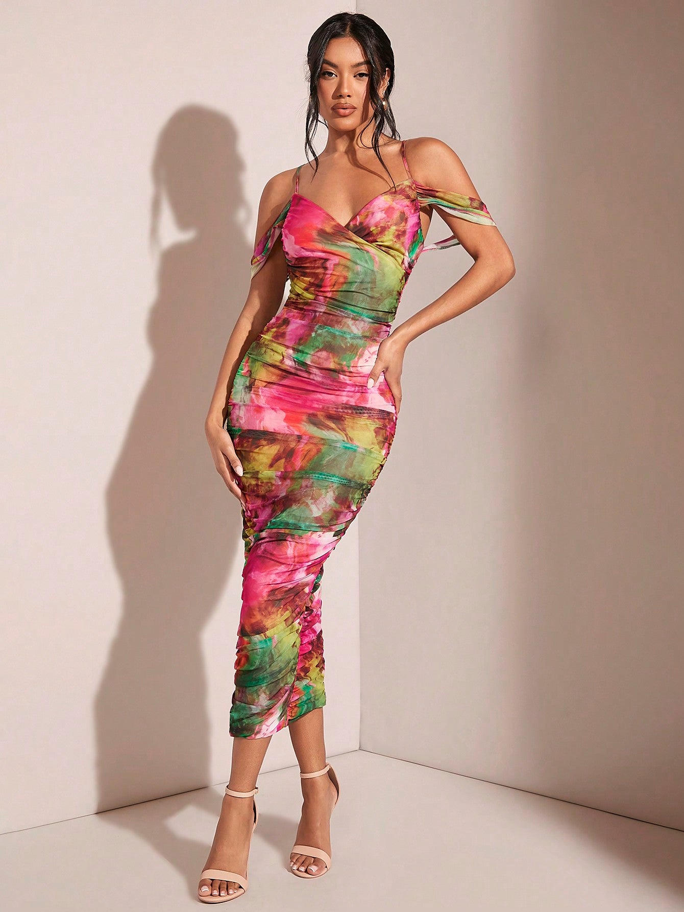 SHEIN BAE Vestido Ajustado Con Escote Y Hombros Descubiertos Para Mujer