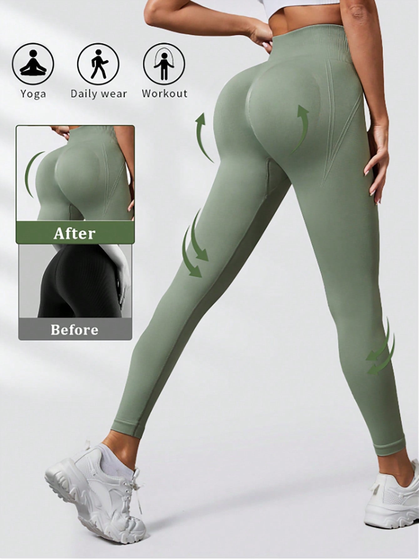 SHEIN Yoga Basic Leggings Deportivos De Yoga Para Mujeres