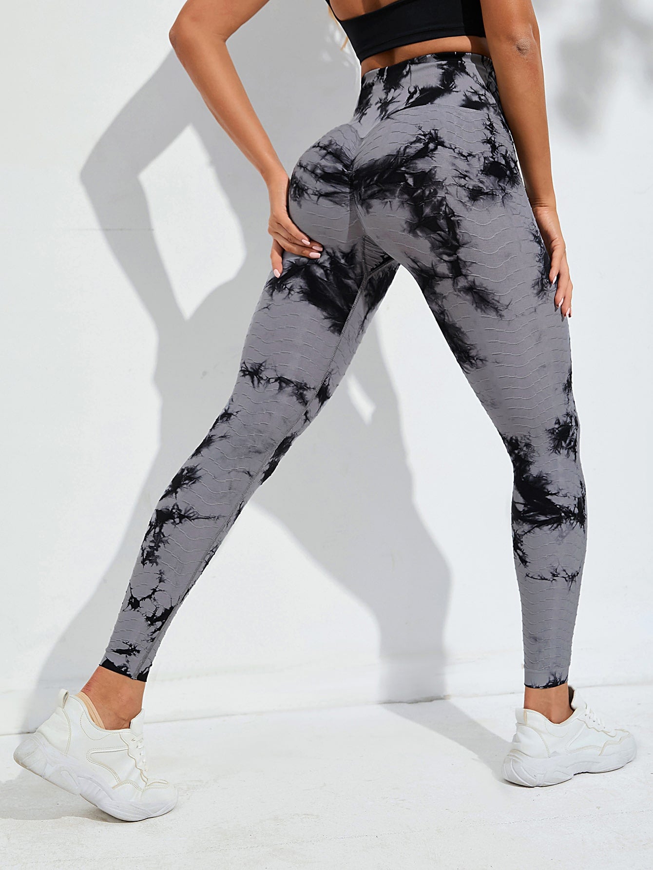 Leggings deportivos inconsútil de tie dye de cintura ancha