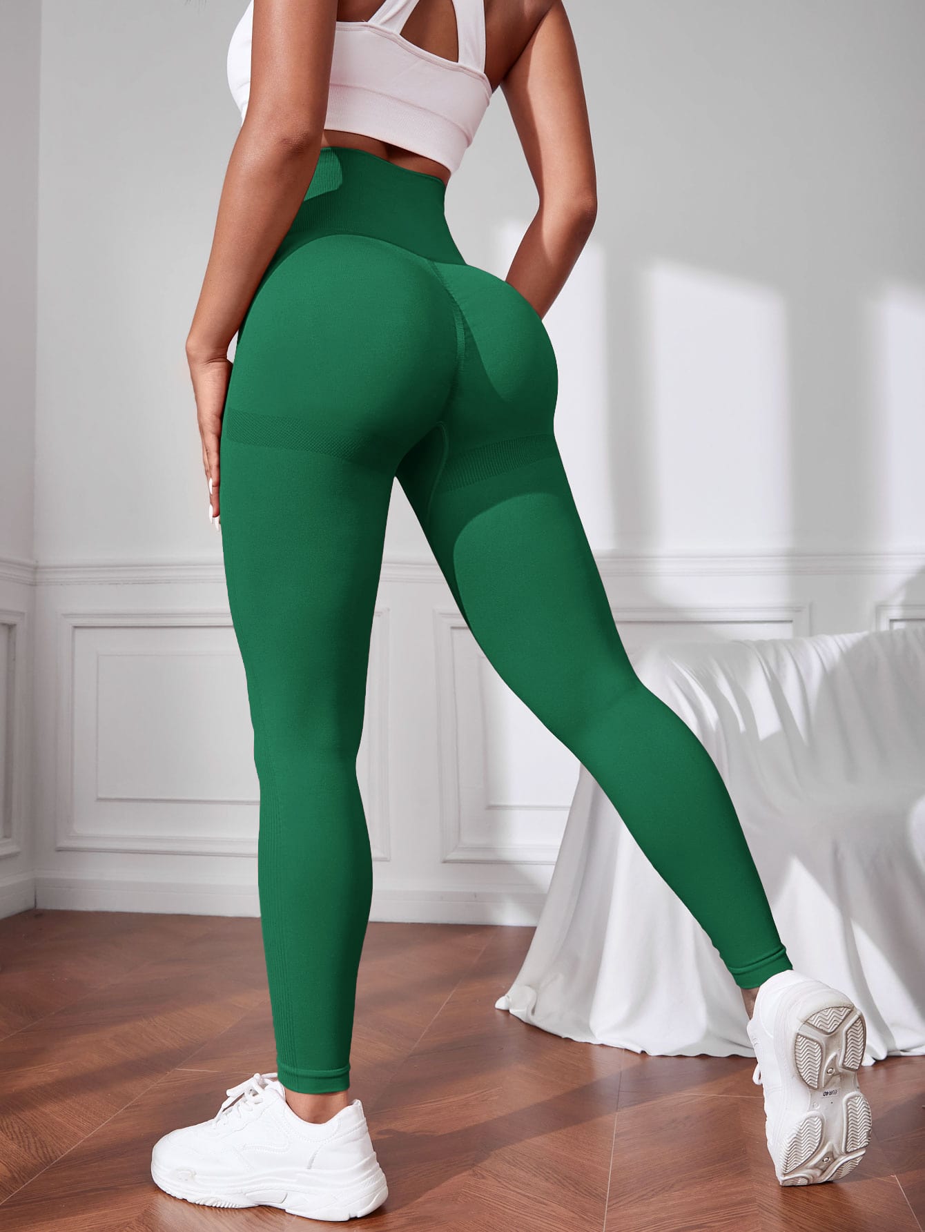 Leggings deportivos unicolor de cintura ancha