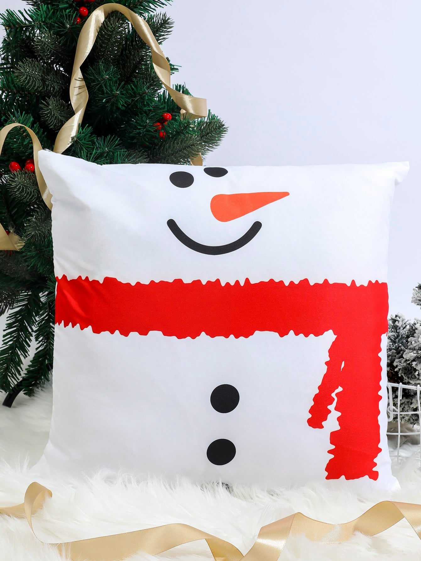 Funda de cojín sin relleno Navidad con muñeca de nieve