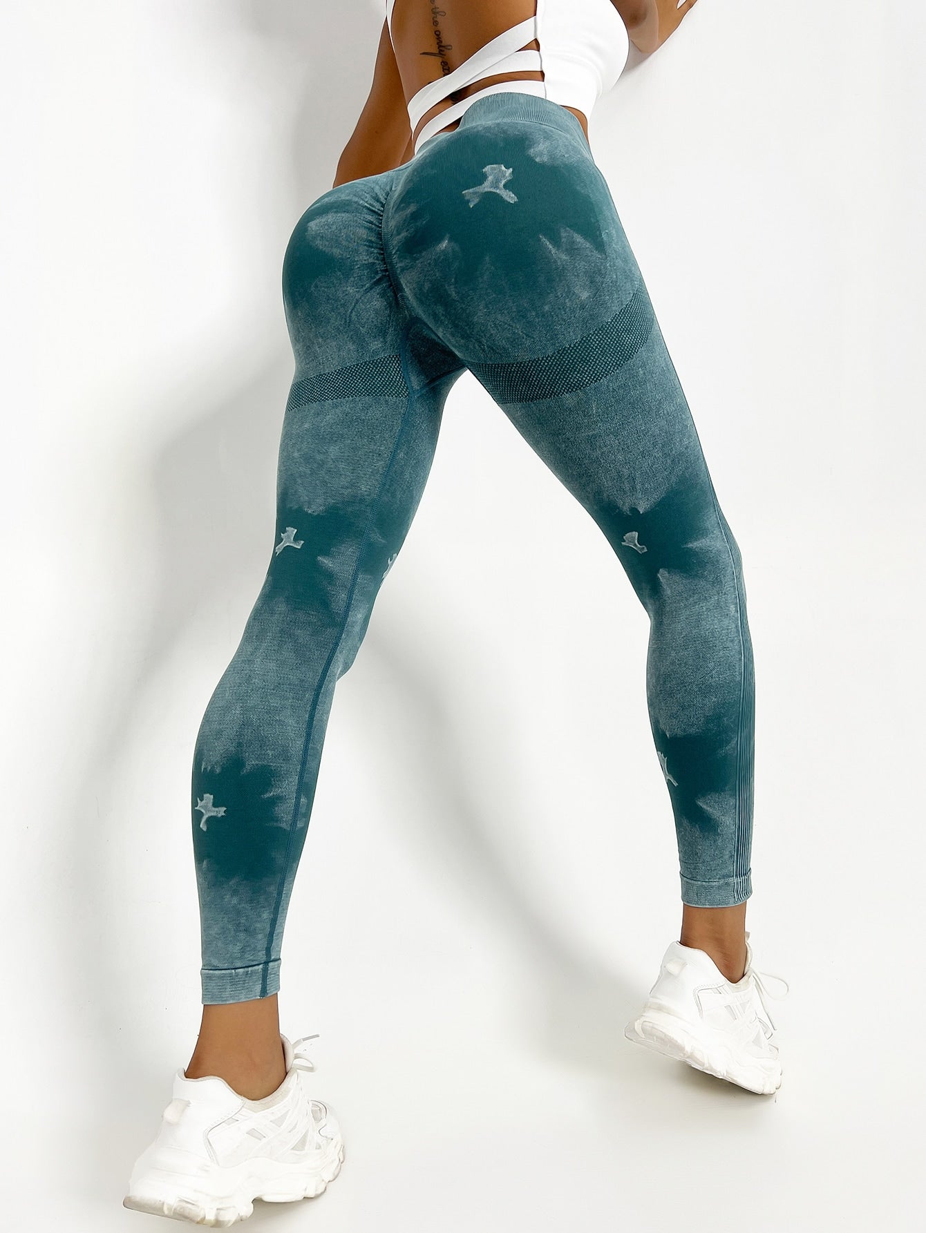 Leggings deportivos de tie dye control de barriga