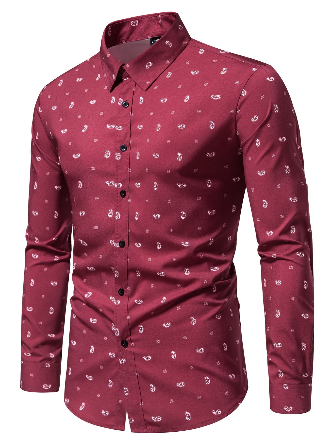 Hombres Camisa de lunares con bolsillo delantero
