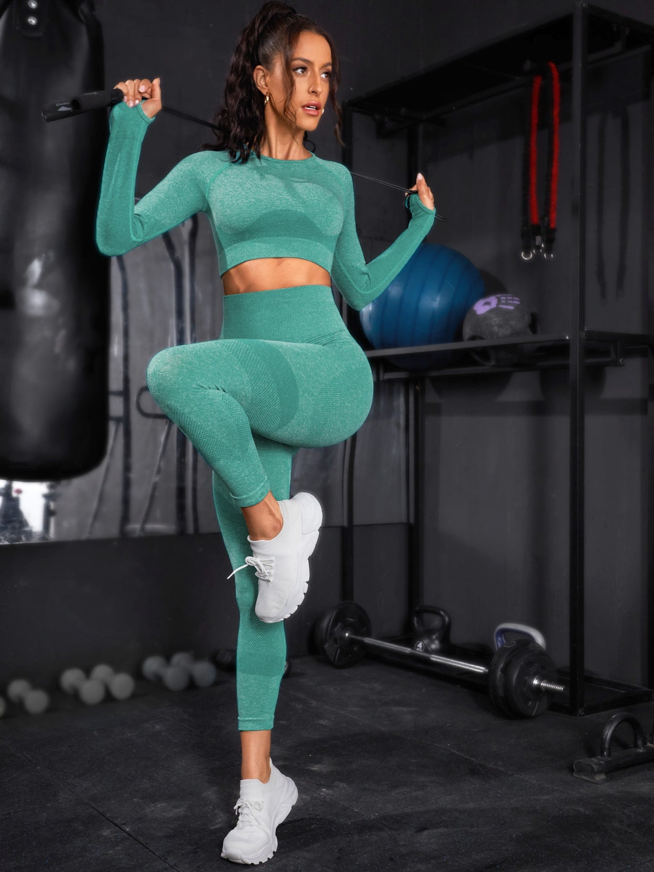 Conjunto deportivo inconsútil de manga raglán