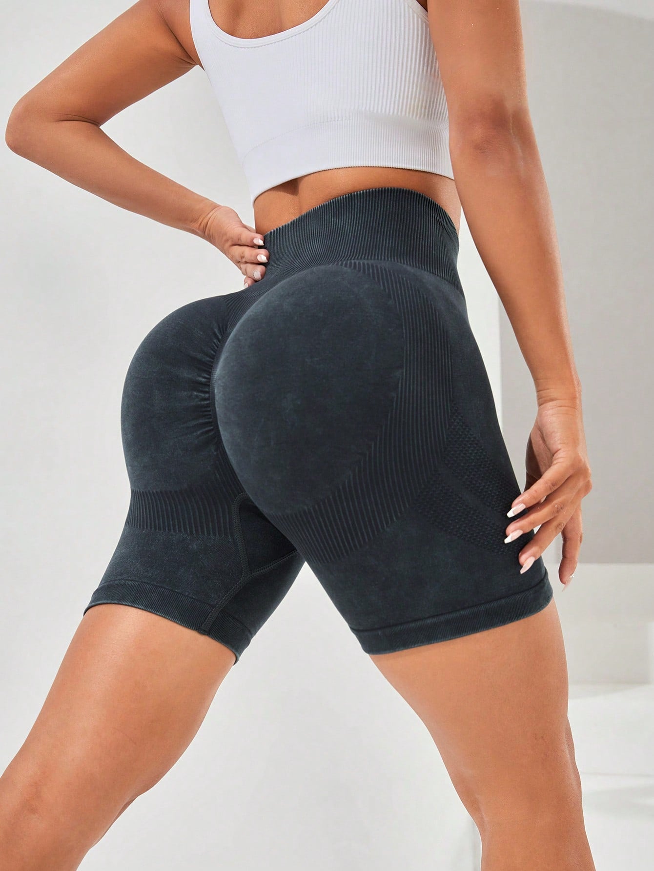 SHEIN Yoga Basic Shorts deportivos unicolor de cintura ancha