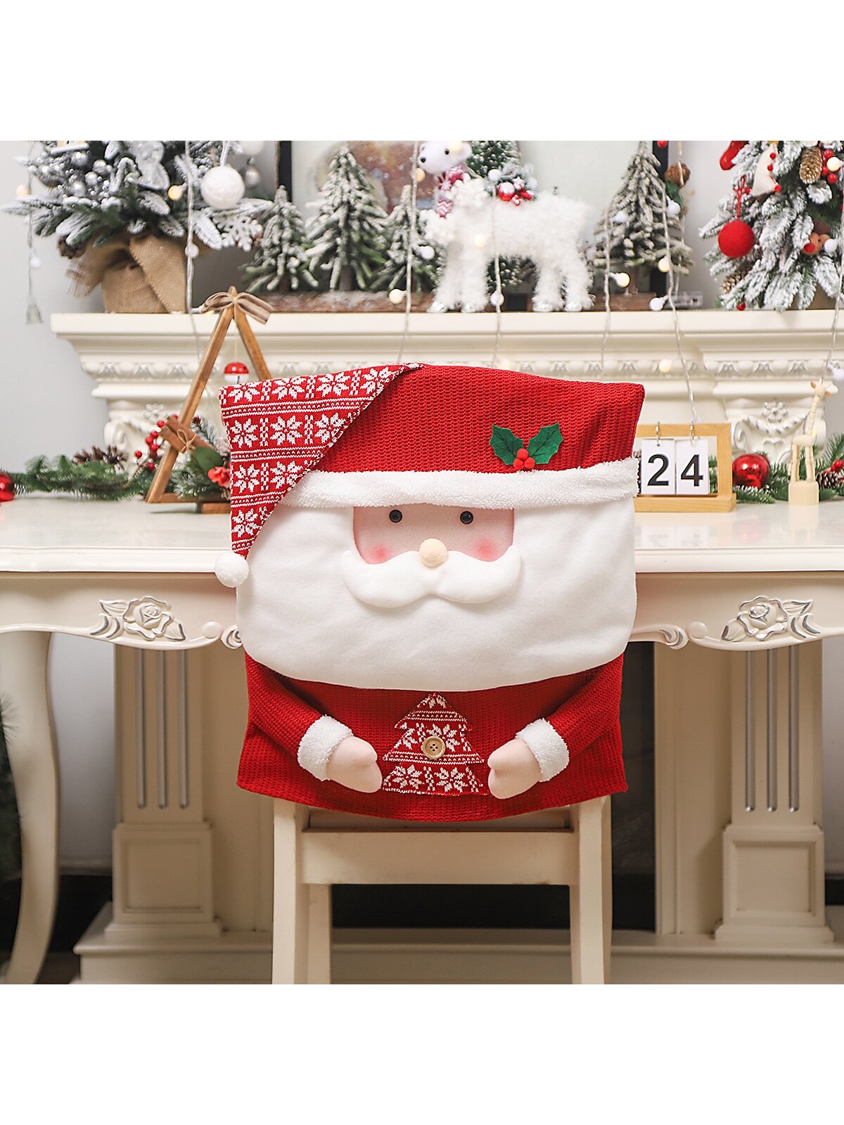 Cubierta De Silla Con Diseño De Pareja De Ancianos Abrazando Un Árbol Como Decoración De Navidad