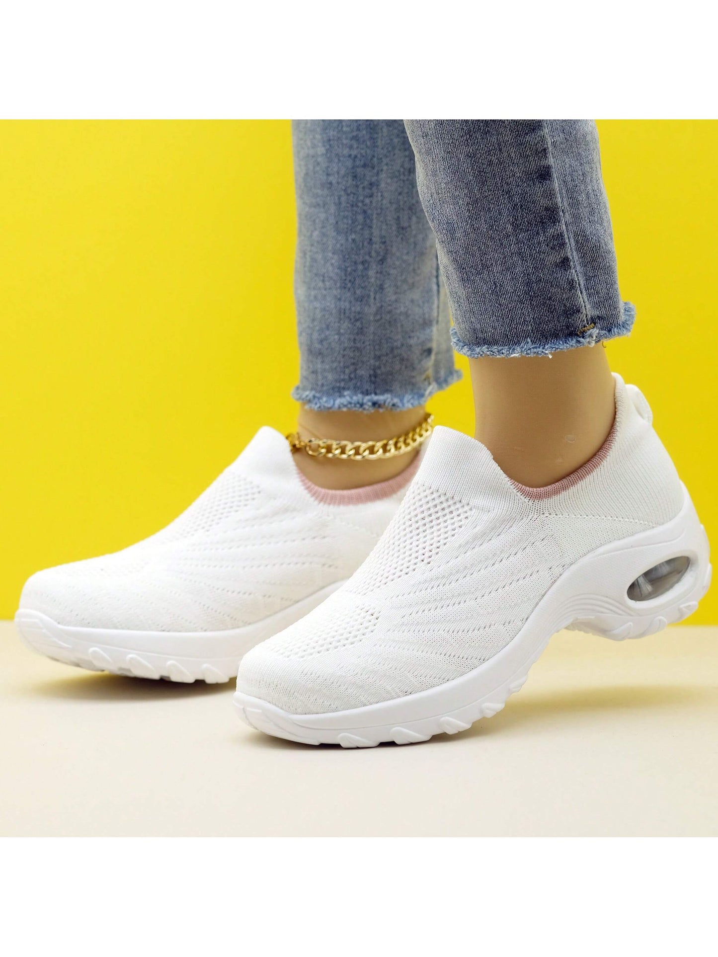 Zapatillas De Deporte Y Mocasines Casuales De Punto Para Mujer Con Cojín De Aire, Zapatos De Baile