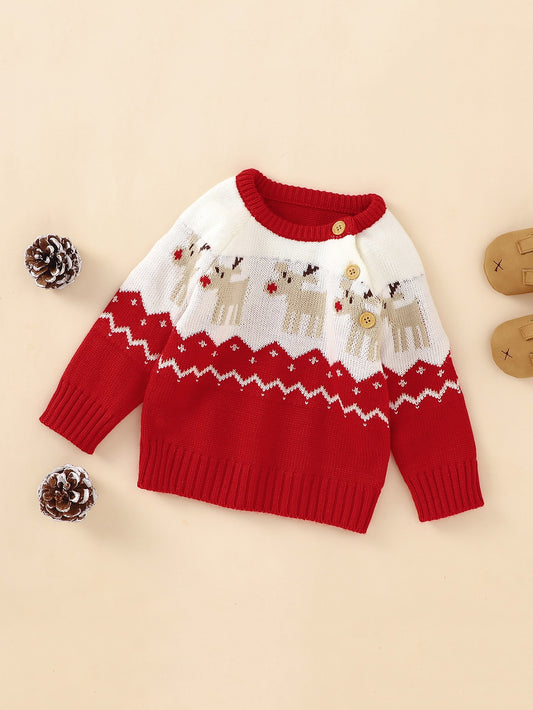 Bebé Jersey con patrón de Navidad con diseño de botón