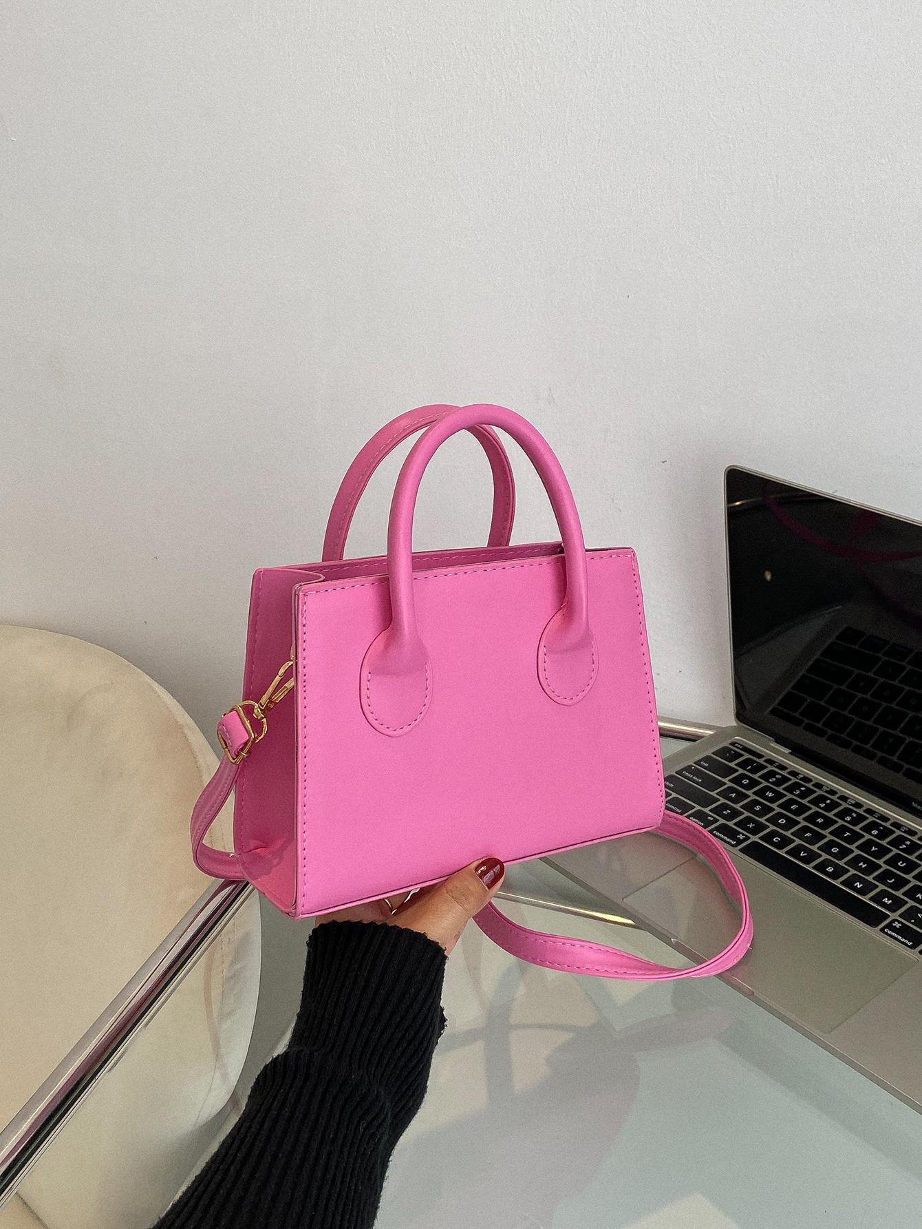 Minibolso cuadrado de moda rosa con correa ajustable para el hombro
