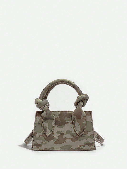 SHEIN SXY con patrón de camuflaje vuelta Funda cuadrado moda Bolso de mano