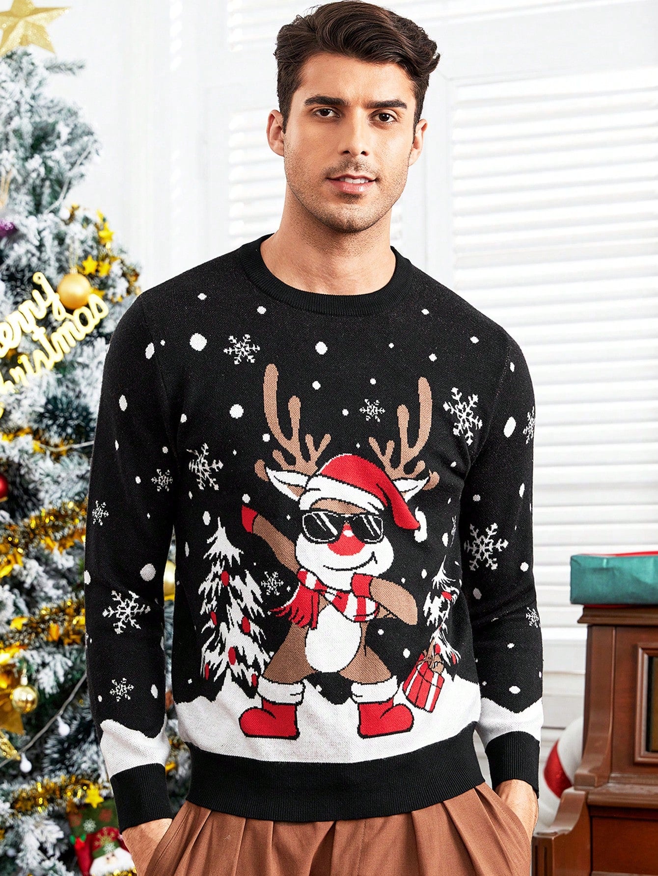 Manfinity Hypemode Hombres Jersey con patrón de Navidad