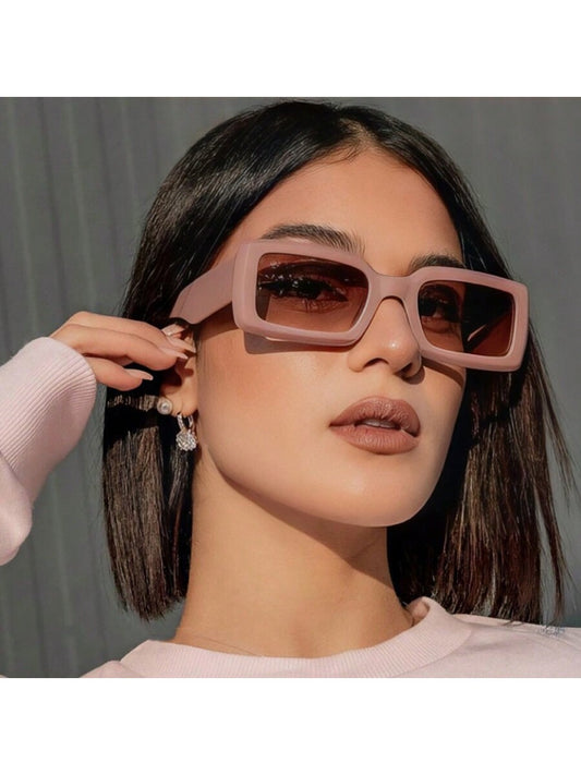 1 pieza Gafas de sol de alta moda para mujer con forma cuadrada y protección UV de sombreado retro, tendencia de moda al aire libre, accesorios de playa, tonos UV400