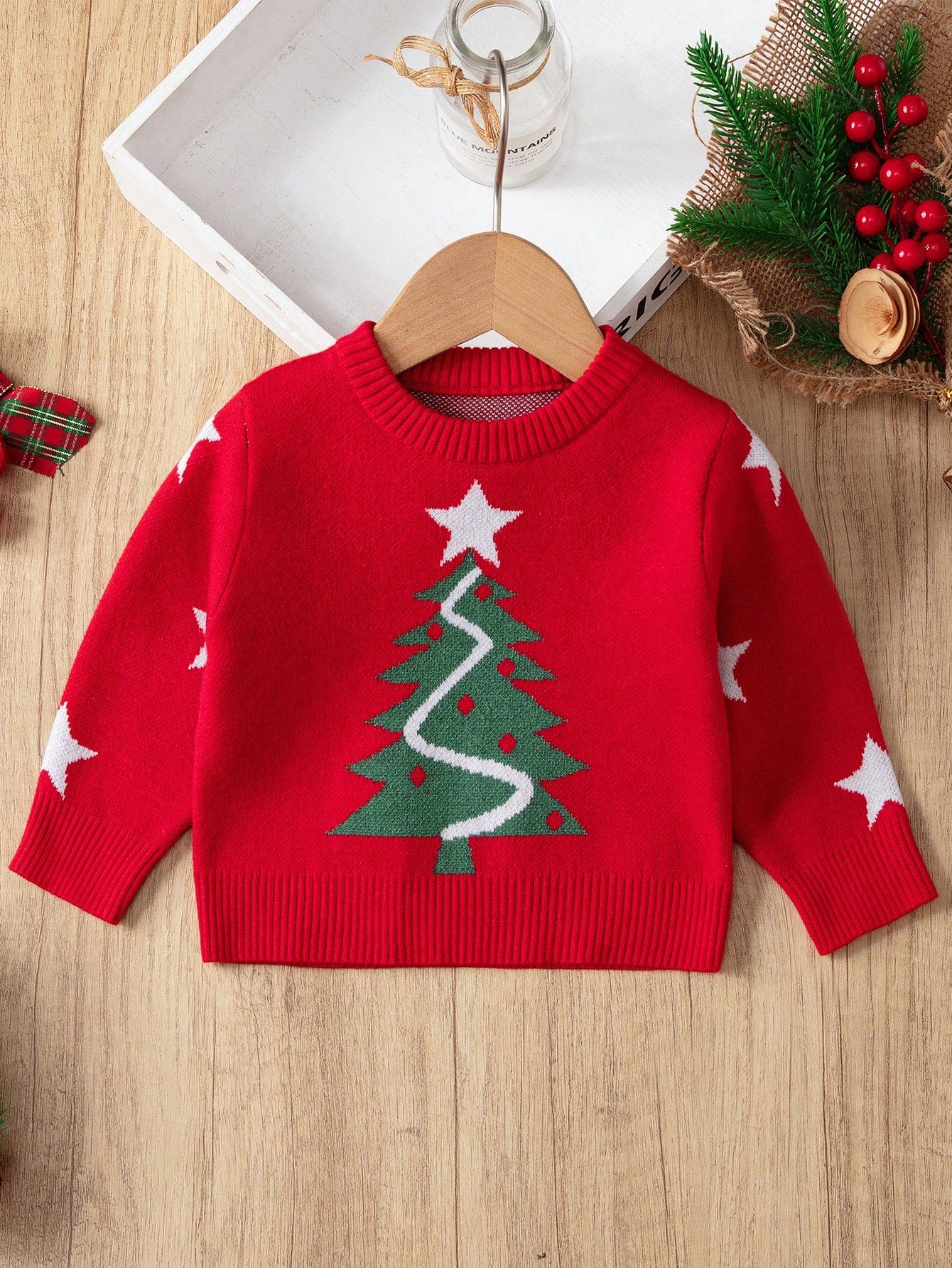 Bebé niñas Jersey patrón de árbol de Navidad