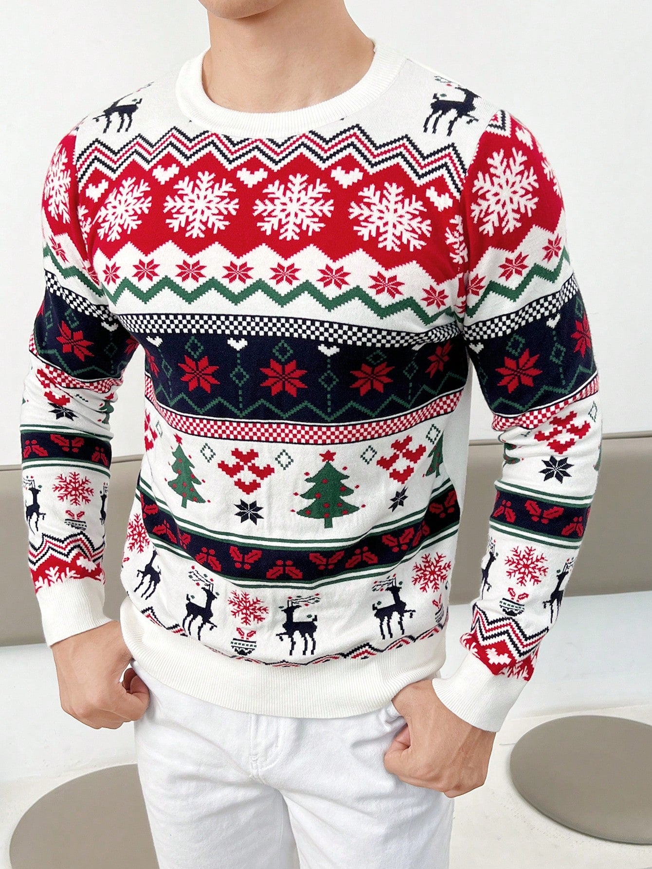 Manfinity EMRG Hombres Jersey con patrón de Navidad