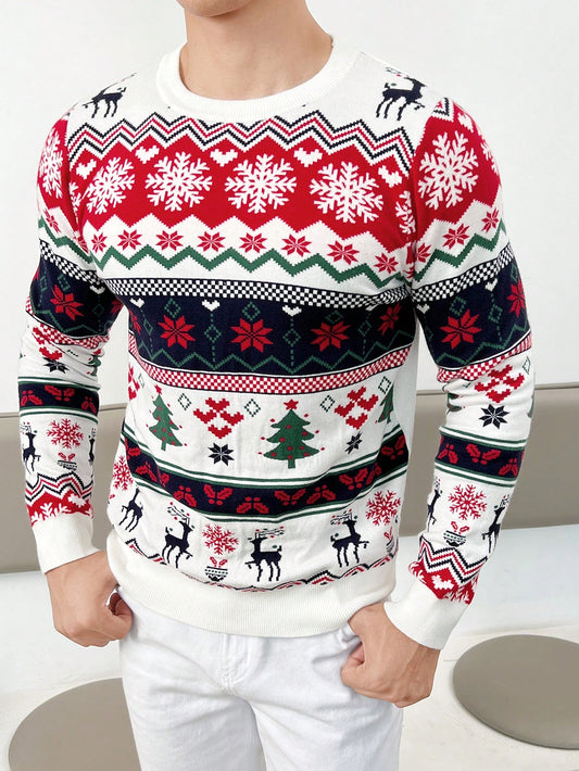 Manfinity EMRG Hombres Jersey con patrón de Navidad