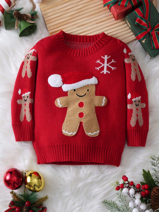 Bebé niño Jersey Navidad hombre de pan de jengibre patrón para Navidad