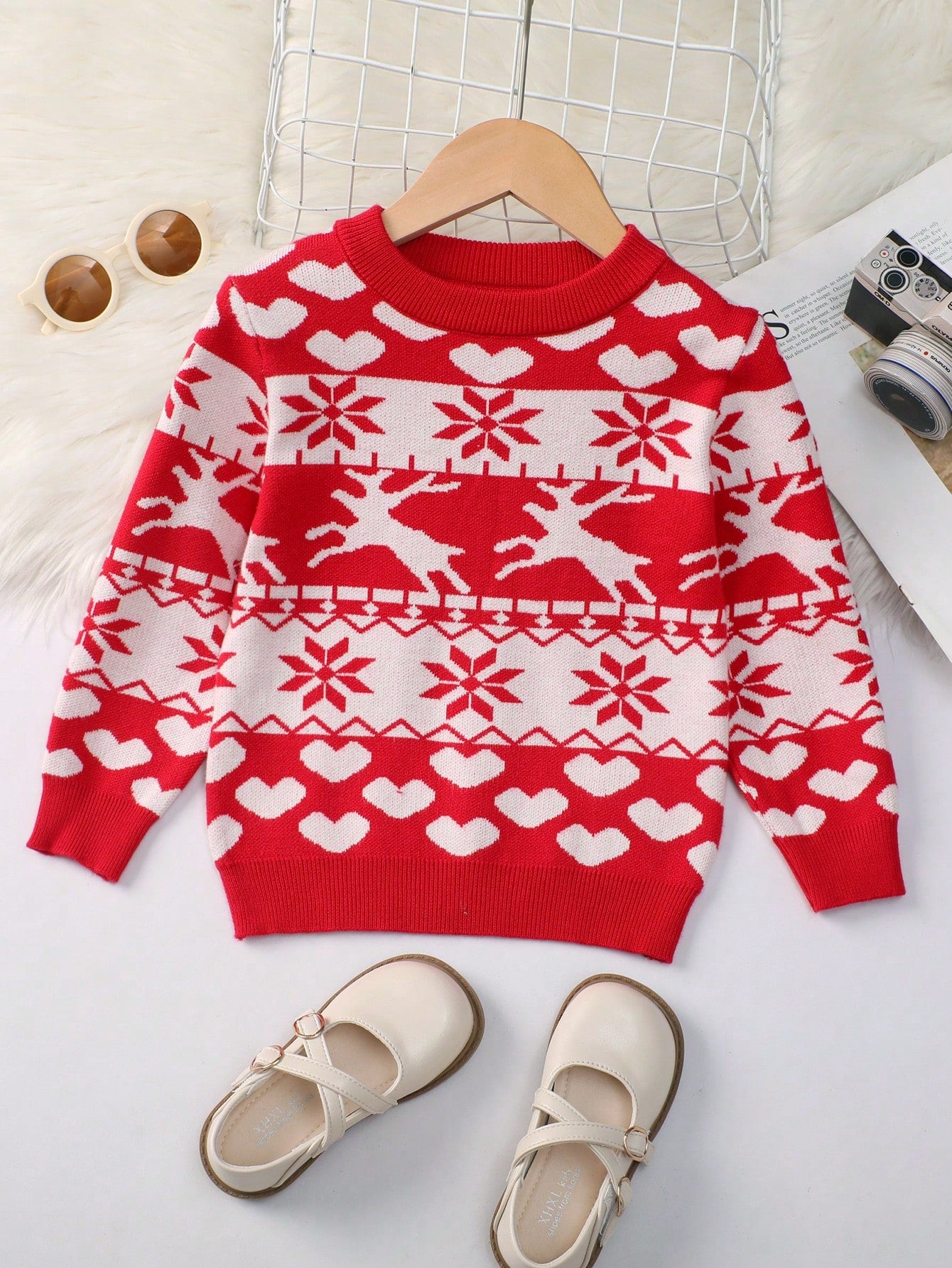 SHEIN Kids QTFun Chica Joven Jersey con patrón de Navidad