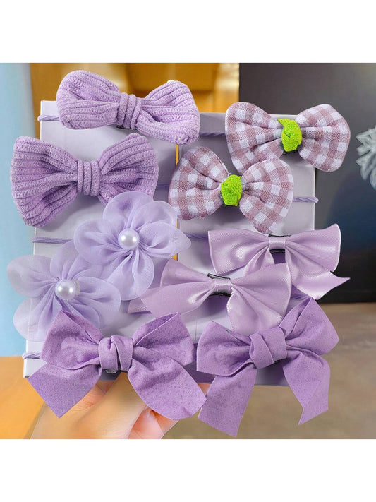 10 Piezas Hermosos Lazos De Pelo Con Malla Y Flores Para Niñas, Sujetadores De Ponytail En Rosa Princesa, Adecuados Para Uso Diario
