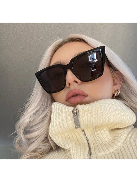 Nueva llegada de gafas de sol con marco grande de ojo de gato de moda para mujer en color transparente, con protección solar para viajes al aire libre, playa y otros accesorios