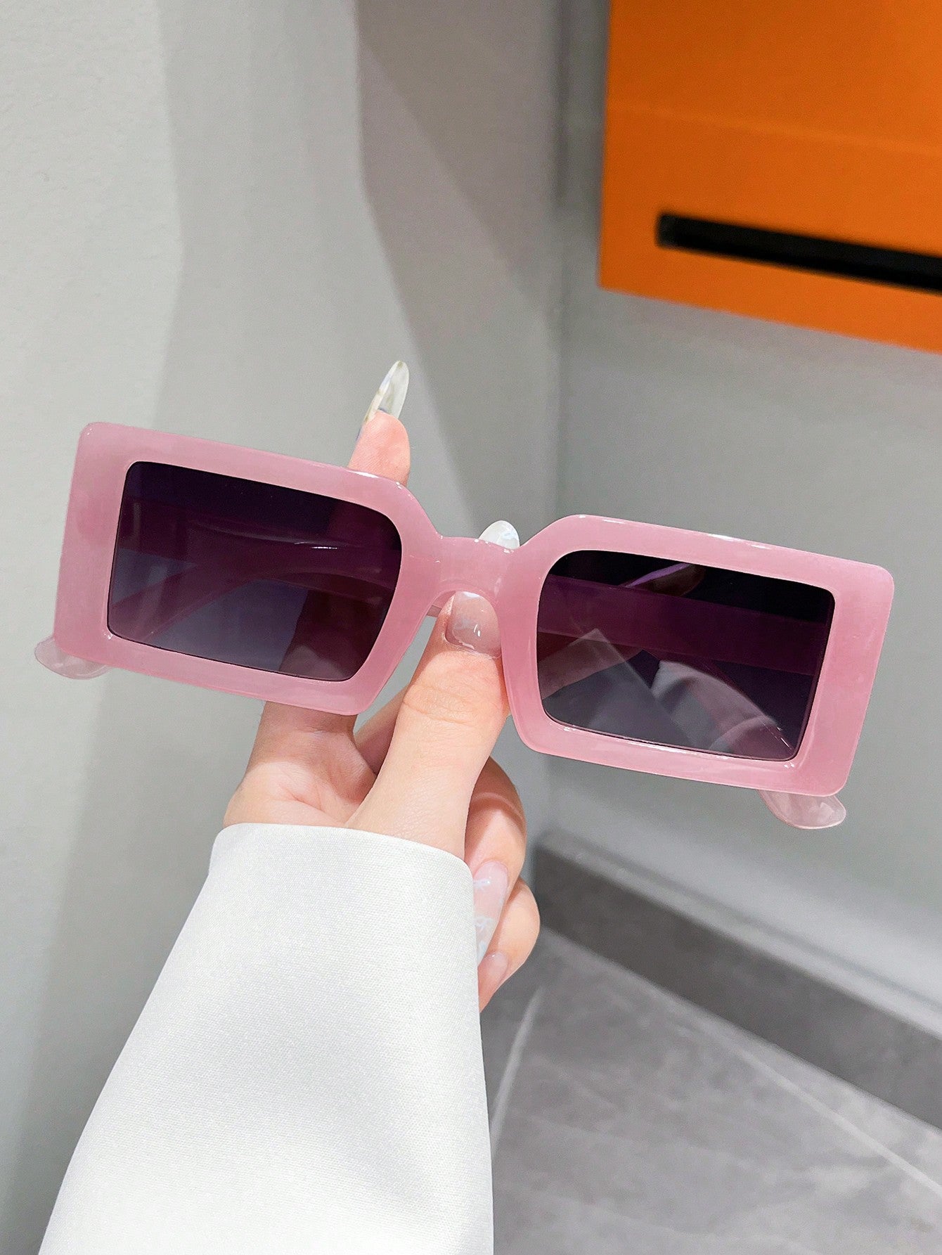 1 pieza Gafas de sol para protección solar de moda de verano con forma cuadrada pequeña con marco de plástico