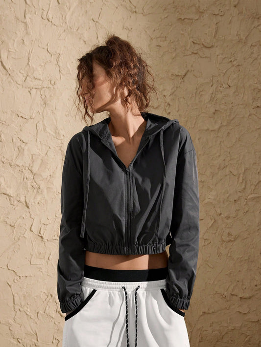 SHEIN VARSITIE Chaquetas deportivas casuales holgadas para mujer con cuello alto y mangas largas