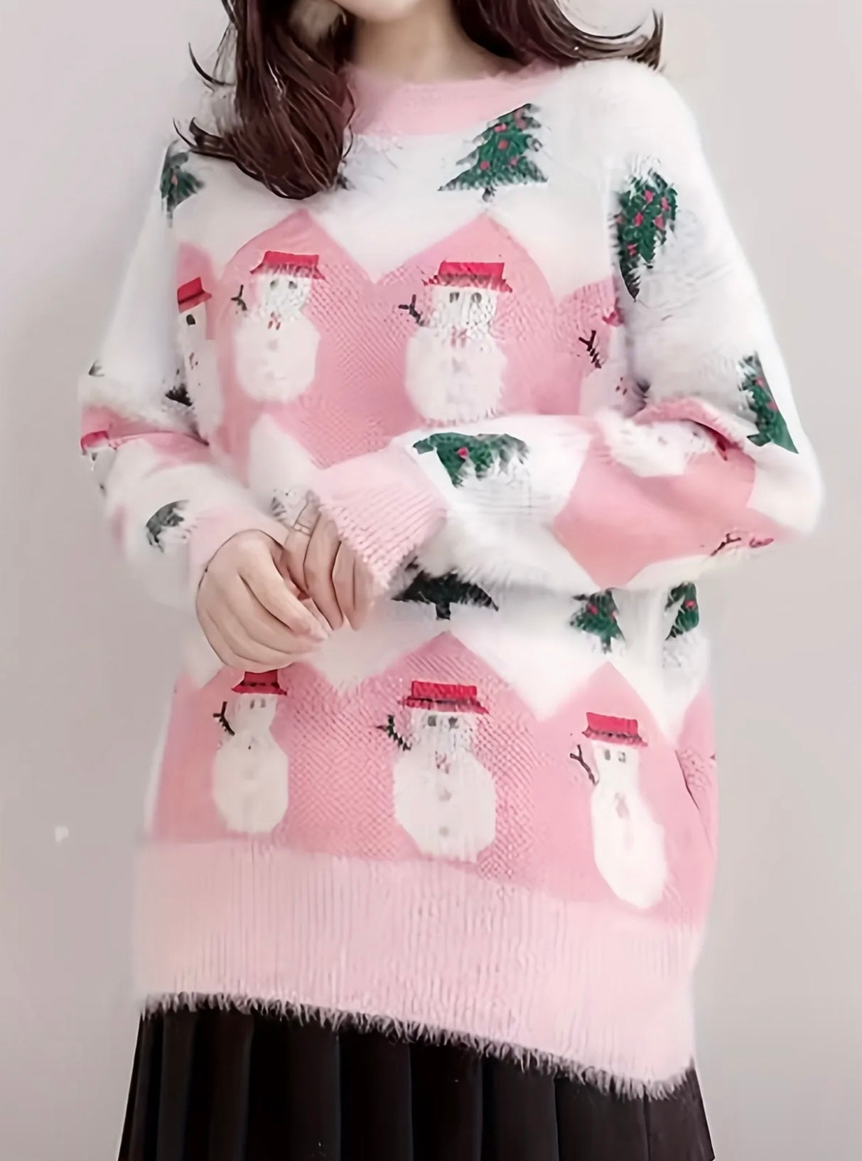 Suéter navideño para mujer, jersey de punto de poliéster