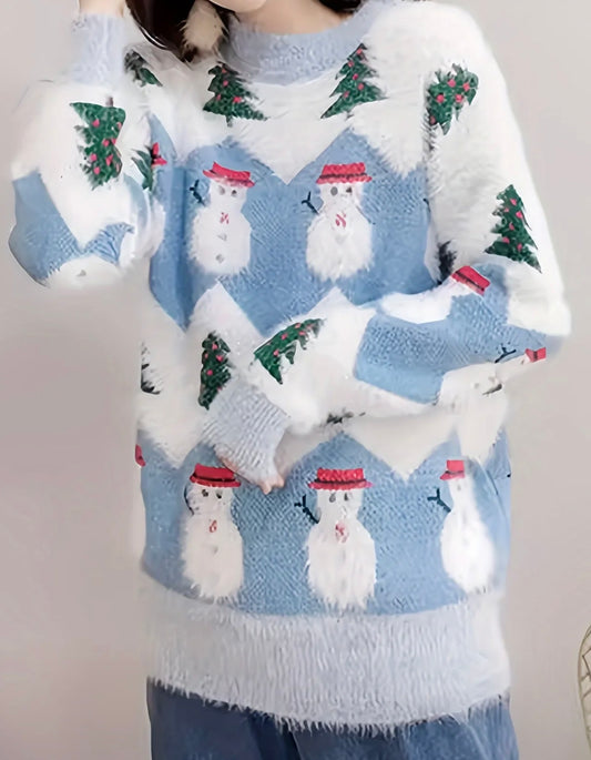 Suéter navideño para mujer, jersey de punto de poliéster