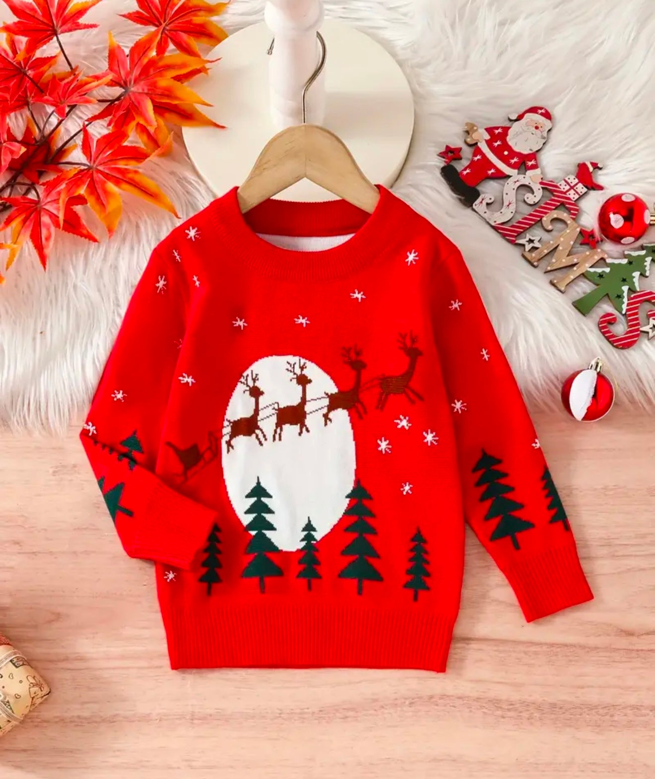 Sudadera de reno festivo para niños y árbol de Navidad