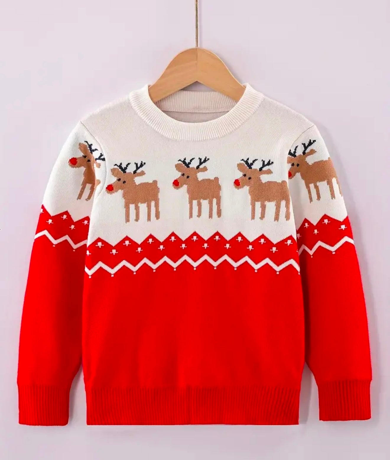 Suéter Para Niños Con Cuello Redondo De Manga Larga Con Estampado De Reno De Navidad