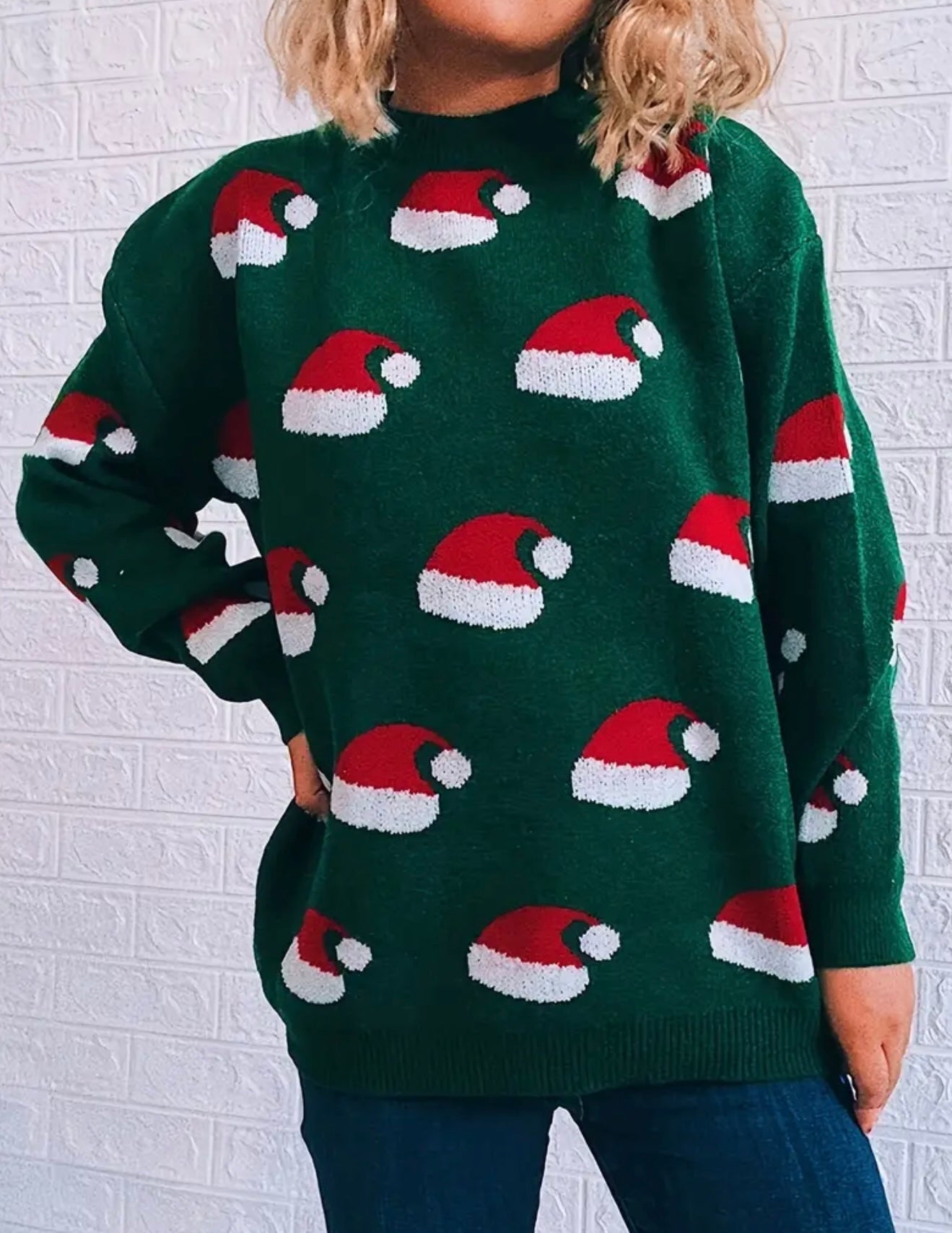 Sudadera de Navidad Elegante de Manga Redonda para Talla Grande