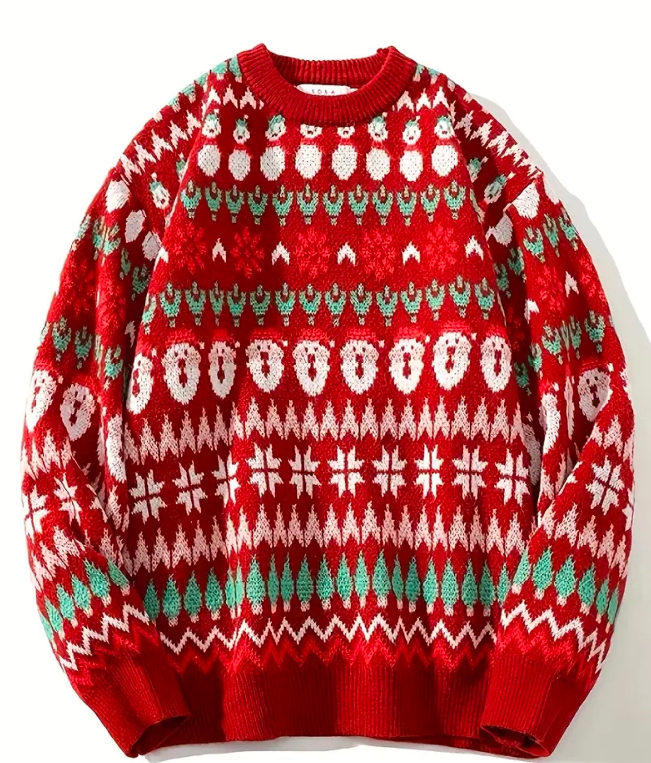 Suéter de Punto Estilo Navideño para Hombre, Jersey Casual de Cuello Redondo y Holgado como Regalo