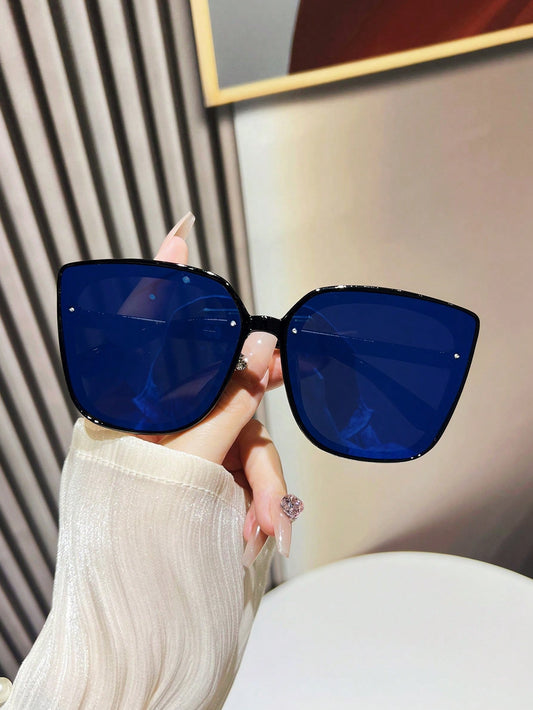1 par de gafas de sol de moda y lujo con forma de ojo de gato cuadrada para mujer