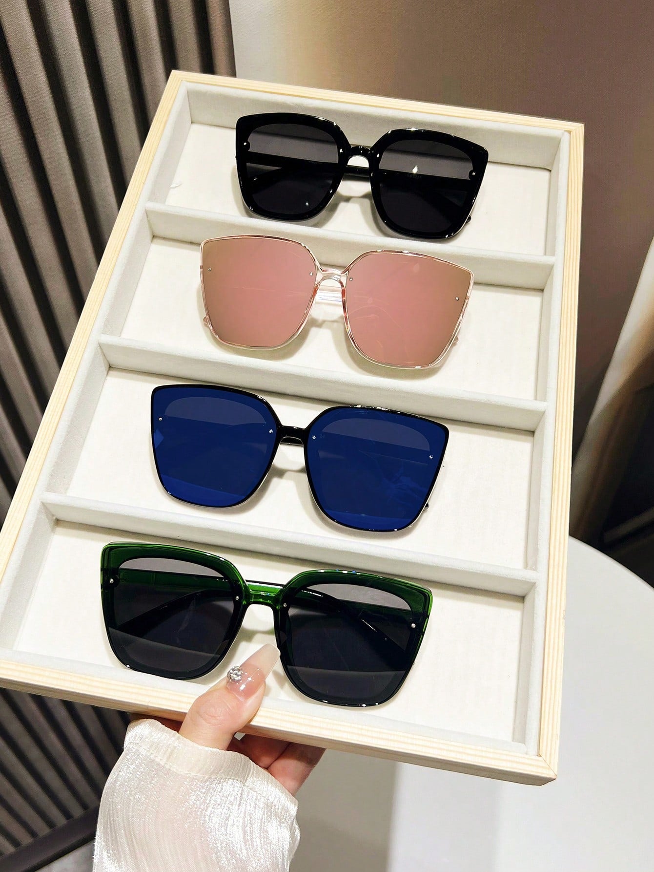 1 par de gafas de sol de moda y lujo con forma de ojo de gato cuadrada para mujer