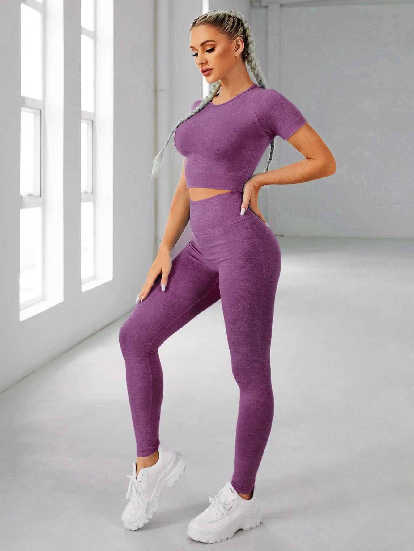 Set deportivo de manga raglán de elasticidad alta