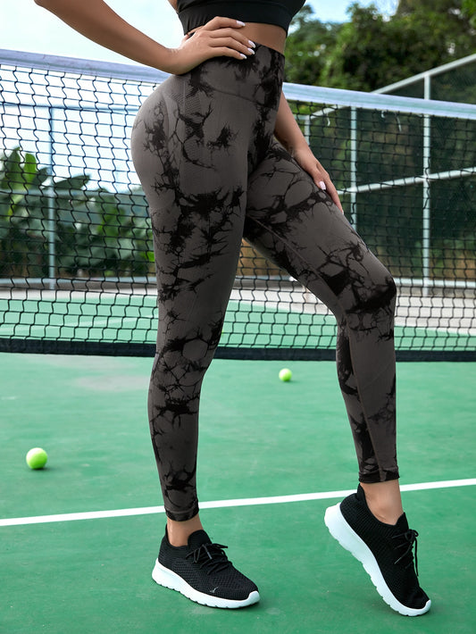 Leggings deportivos inconsútil de tie dye con puntada