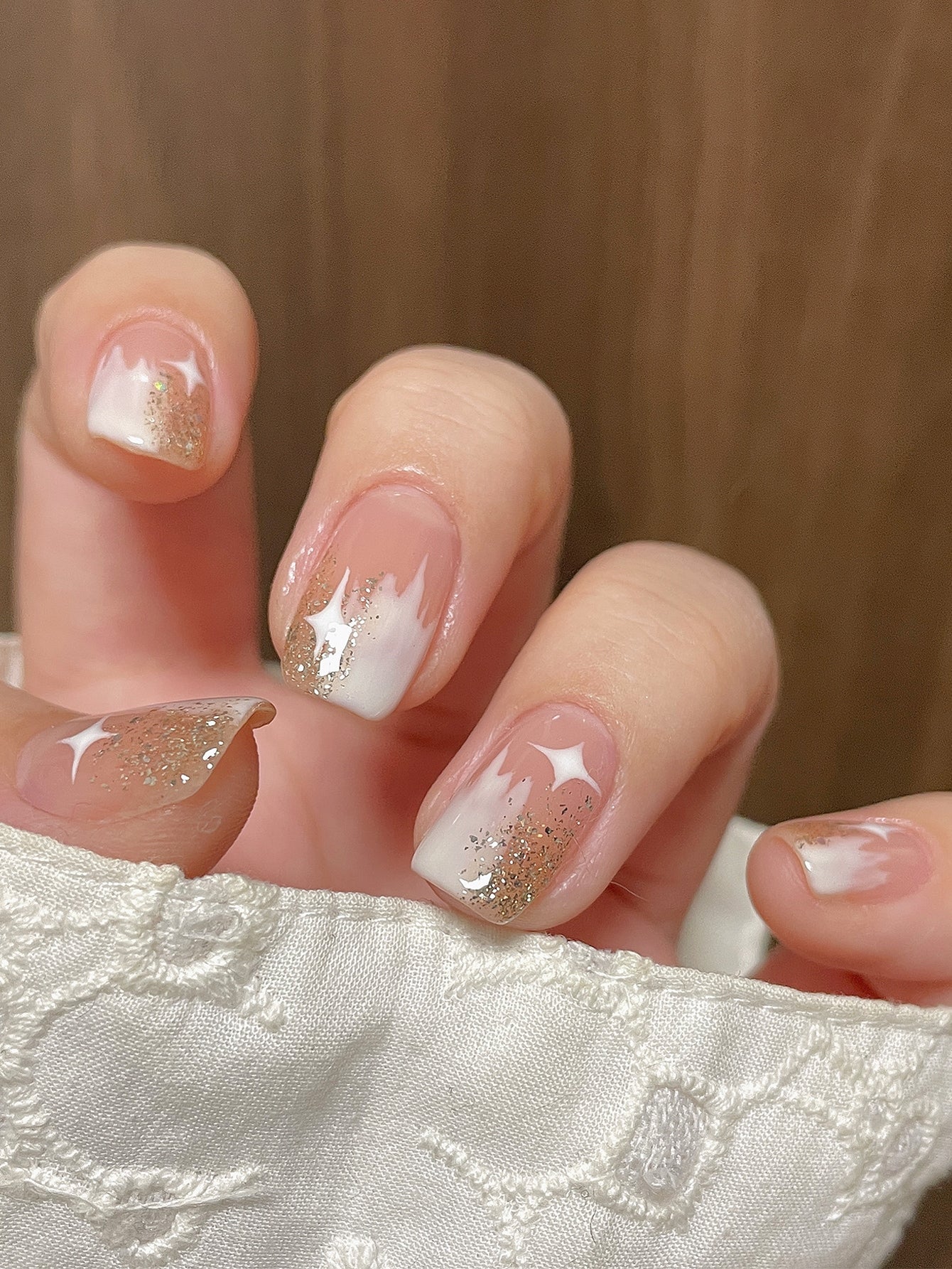24 piezas Uñas postizas cuadradas corto & 1 pieza lima de uñas & 1 hoja cinta