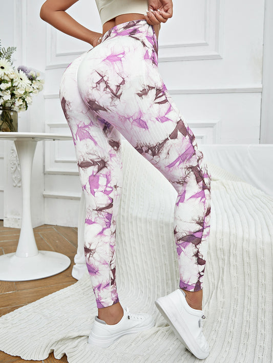 Leggings deportivos inconsútil de tie dye de moldeador cadera de cintura ancha