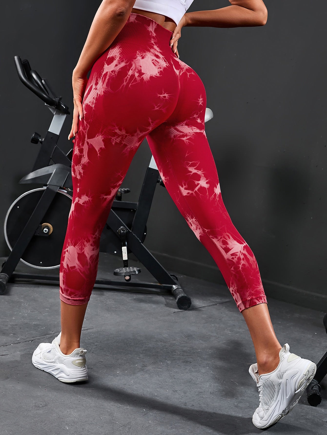 Leggings deportivos de tie dye de cintura ancha