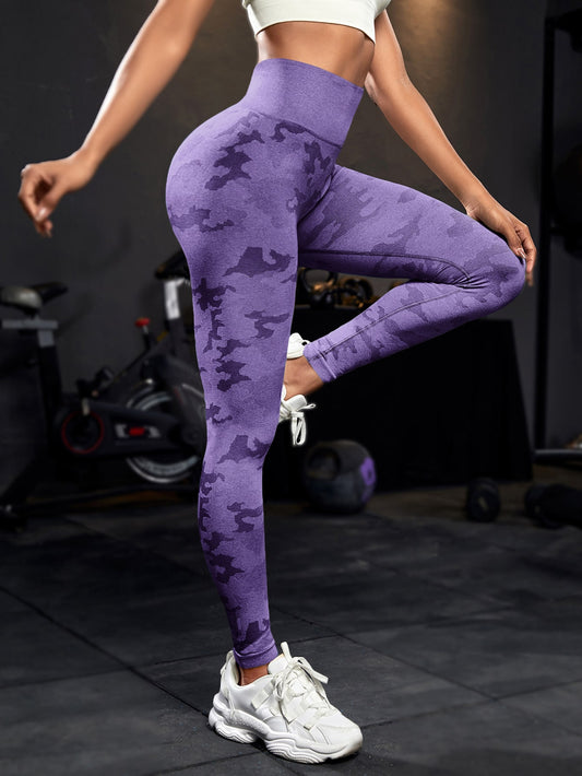 Leggings deportivos de camuflaje inconsútil con estiramiento alto