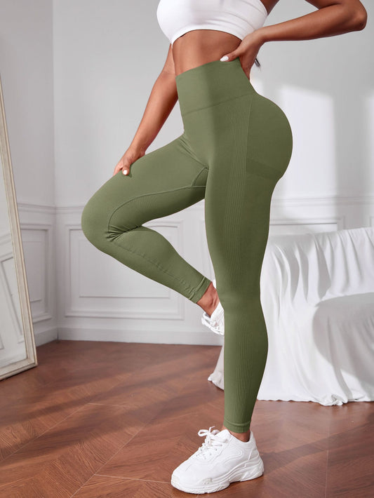 Leggings deportivos unicolor de cintura ancha
