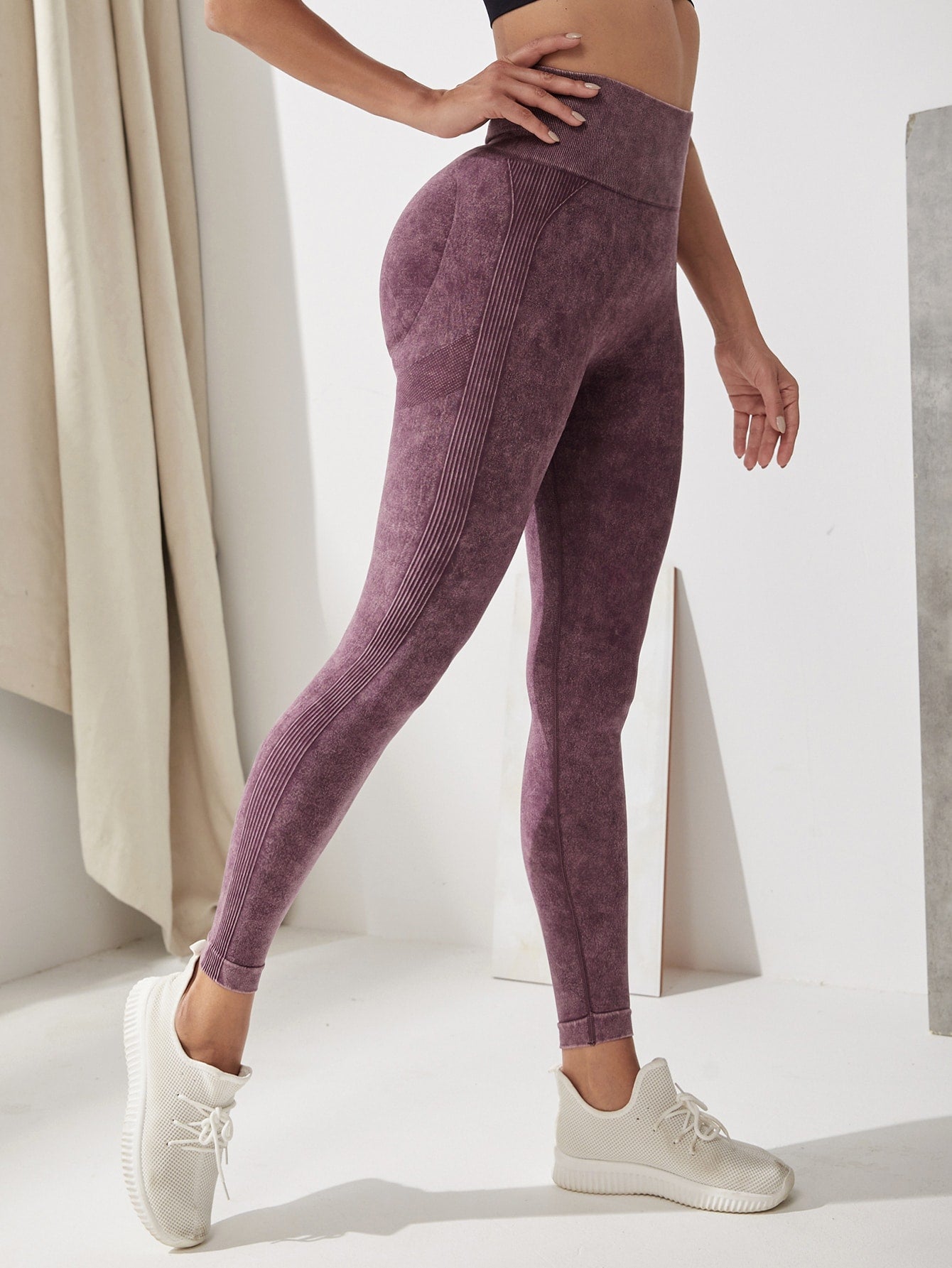 Leggings deportivos de tie dye de cintura con banda ancha