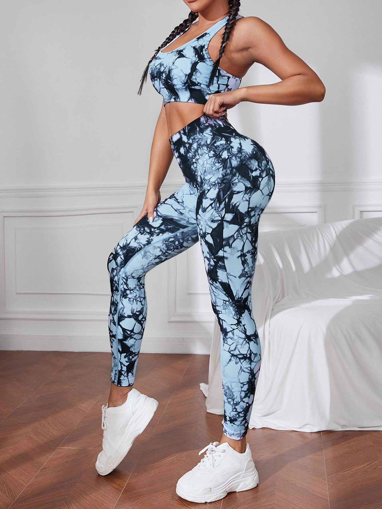 de tie dye corto Top tank deportivo & Leggings