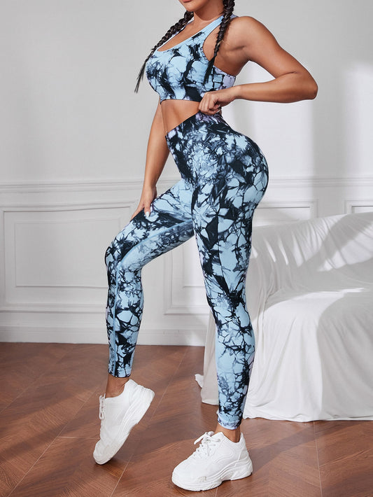 de tie dye corto Top tank deportivo & Leggings