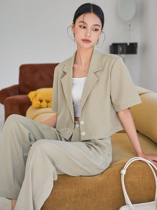 DAZY Blazer con botón & Pantalones a medida con fruncido