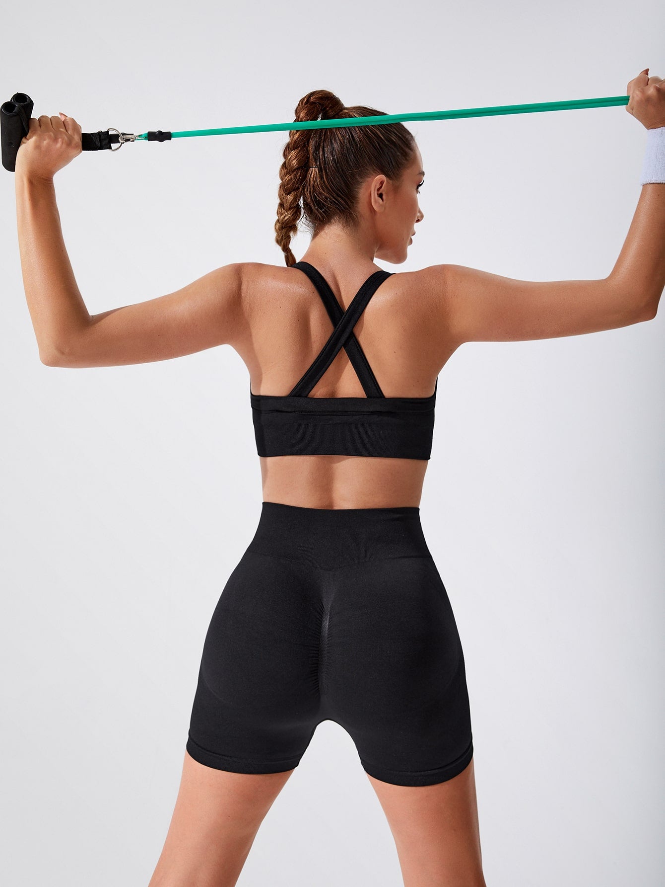 SHEIN Leisure Conjunto deportivo de espalda con tira cruzada de cintura ancha