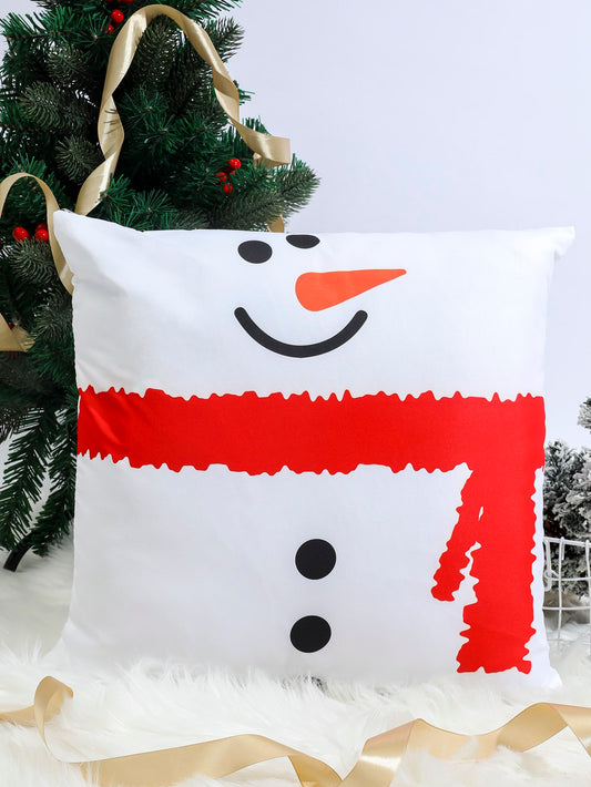 Funda de cojín sin relleno Navidad con muñeca de nieve
